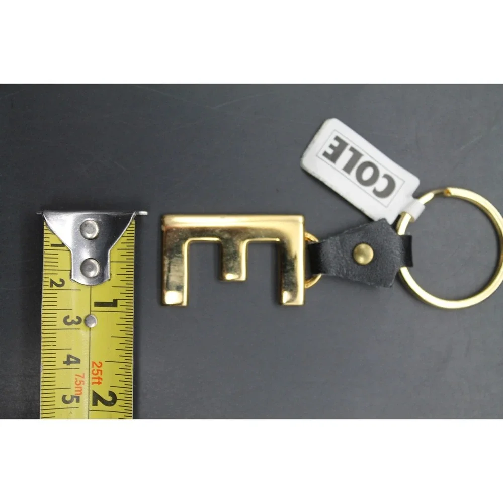 Cole of California Brass Tone Letter E Keychain Leather Fob NOS